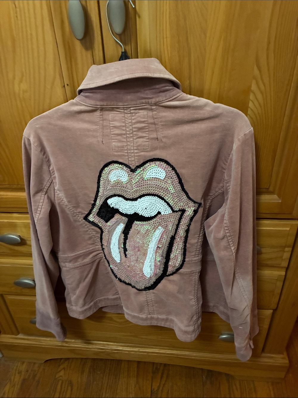Corduroy Button-Front Jacket in Dusty Rose Pink